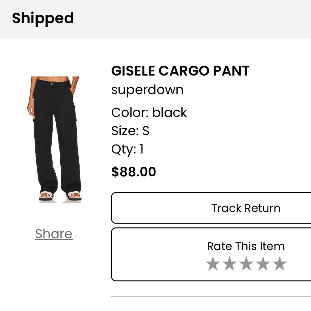 Superdown Gisele Black Cargo Pant NWOT